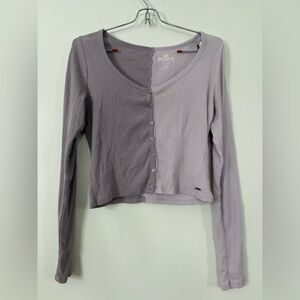 Hollister Purple Two Toned Soft Button Up Baby Tee